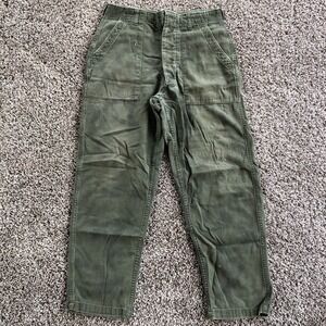 Vtg OG-107 Sateen Pants 29x28 Vietnam Era Fatigue Baker Trousers Distressed READ